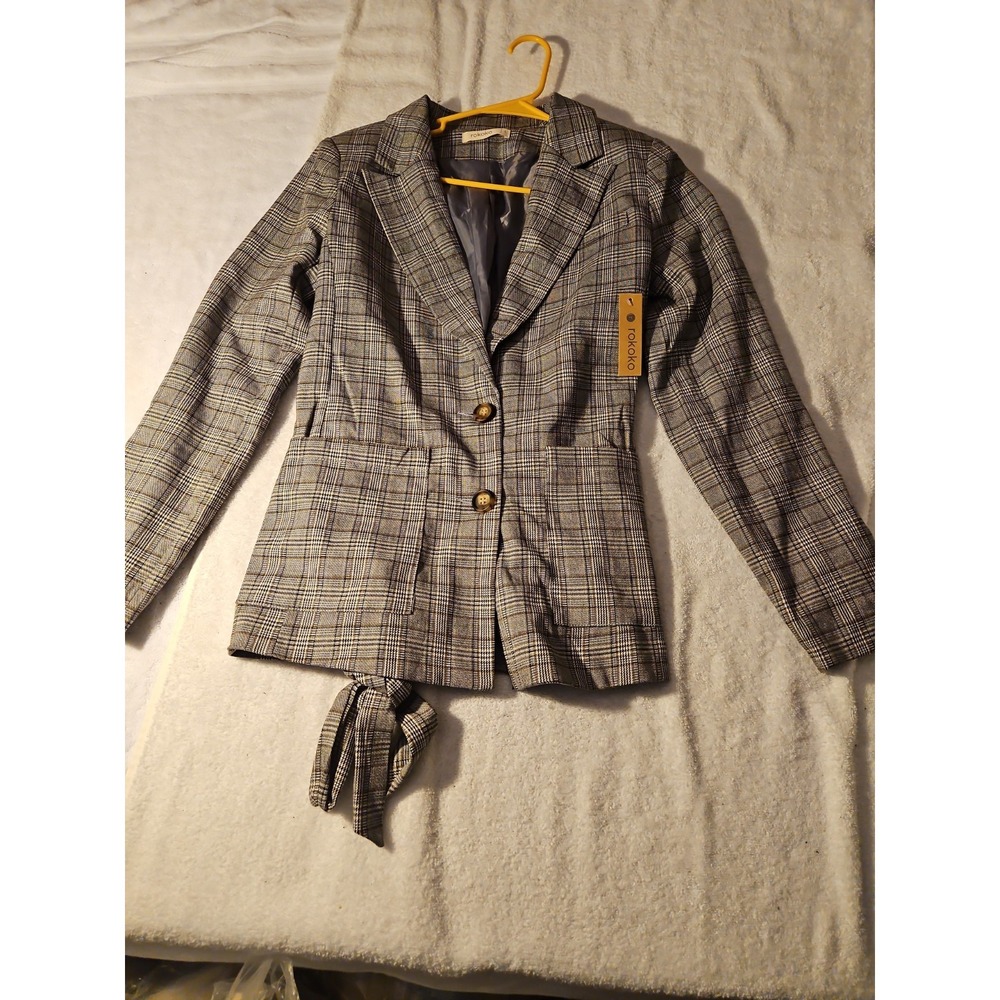 Rokoko Blazer Women's Size L Gray/pink Long Sleeve NWT.